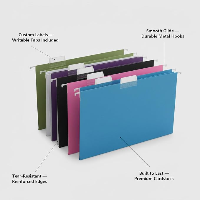50 Packs Hanging File Folders, Decorative, Desk and Cabinet Use - Image 5