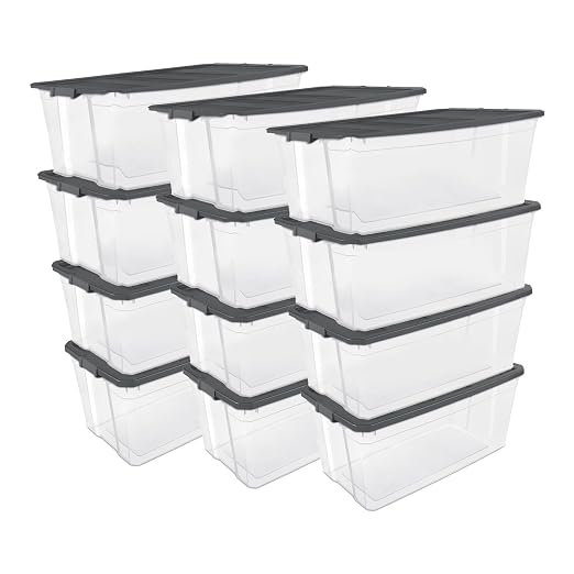 Sterilite 12-Pack Modular Stacker Box, Durable Clear Plastic Storage Bins by Sterilite
