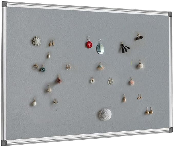 BIBOC Grey Fabric Bulletin Board, 36 x 24 inch, Wall Mounted Fabric Notice Board Cork Bulletin Board, Felt Board, Pin Board, Memo Board Sliver Aluminum Framed for Homes or Offices School-DeskLoop Office