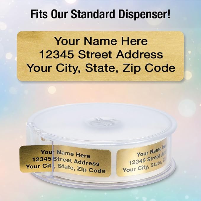 Personalized Return Address Labels, Roll of 250 Gold Foil Self-Adhesive Labels - Image 9