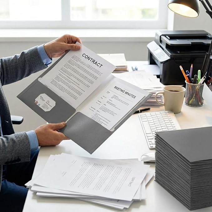 Zzrywuty File folders with Pockets, 25 Pack Paper Folders with Card Slot - Image 7