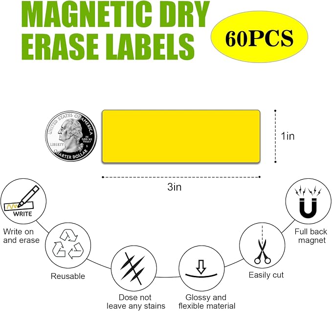 STTMGN Dry Erase Magnetic Labels, Write On Magnets Sticker, Real - Image 3