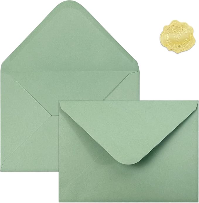 50 PCS Sage Green Colorful A7 Envelopes by YINUOYOUJIA