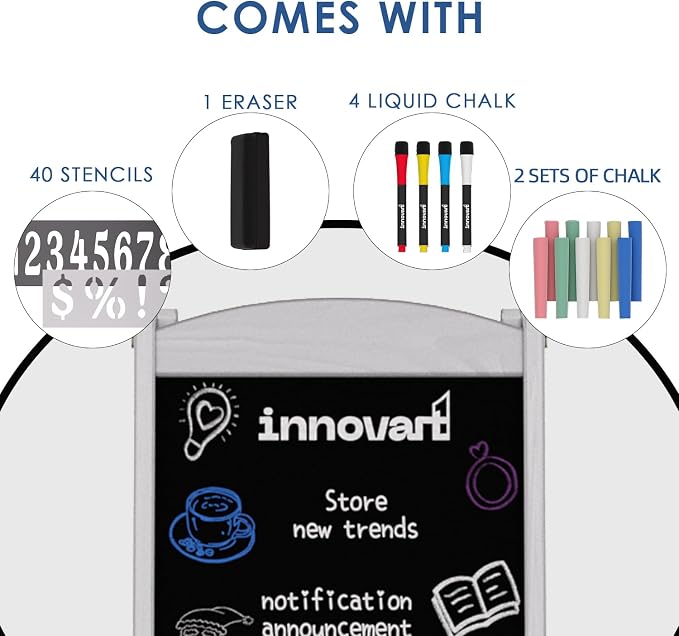 INNOVART Magnetic A-Frame Chalkboard Sign, Sidewalk Sign 45" x 17" - Image 4