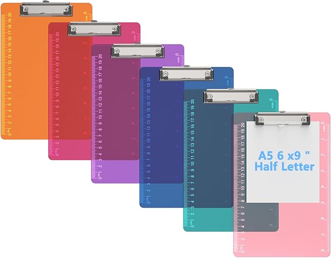 Plastic A5 Clipboards, Size 6" x 9" by Macroclo