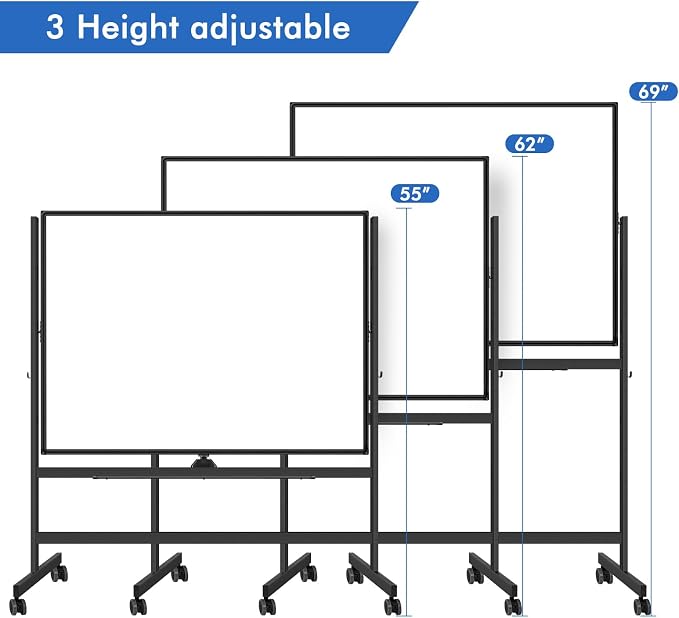 Large Rolling White Board, 48x36 in Double-Sided Mobile Whiteboard, maxtek - Image 3