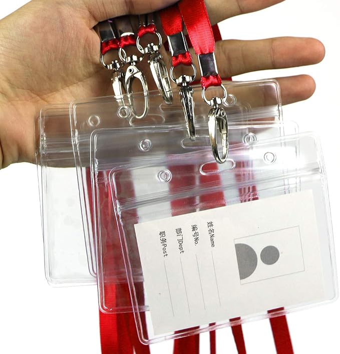 Lanyard with ID Holder 50 Pcs Waterproof Name Tag Badge ID Card Holders ID Pass - Image 5
