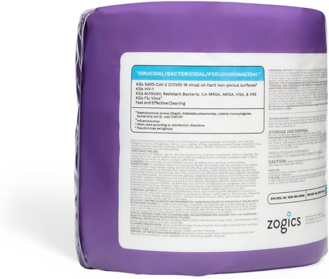 Zogics Antibacterial Disinfecting Wipes – For Sanitizing and Cleaning Surfaces and Equipment, EPA Registered Antibacterial Cleaning Wipes (1 Roll of 800)-DeskLoop Office