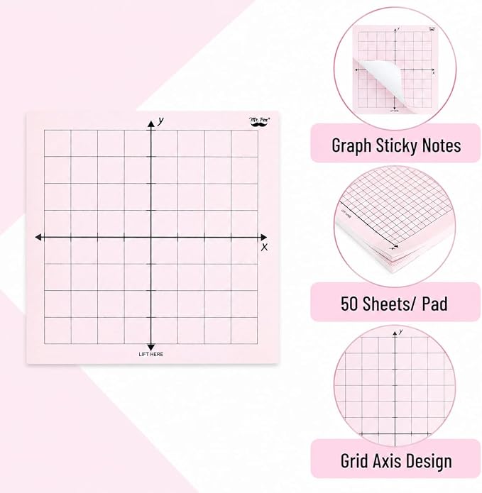 Mr. Pen- Graph Paper Sticky Notes, 6 Pads, 3x3 Inch, Pastel Colors | Graph - Image 3
