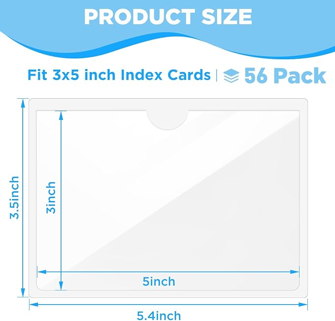 56 Pack Clear Self-Adhesive Pockets, PVC Label Holders - Image 2