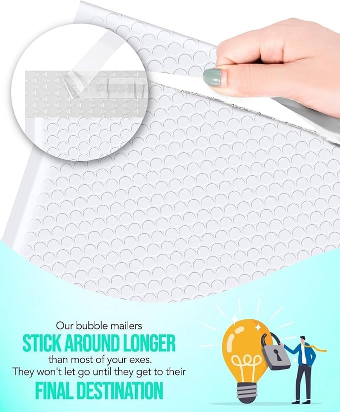 GSSUSA White Bubble Mailers 8.5X12 Inches 500 Pack, Padded Poly Bubble Mailer - Image 6