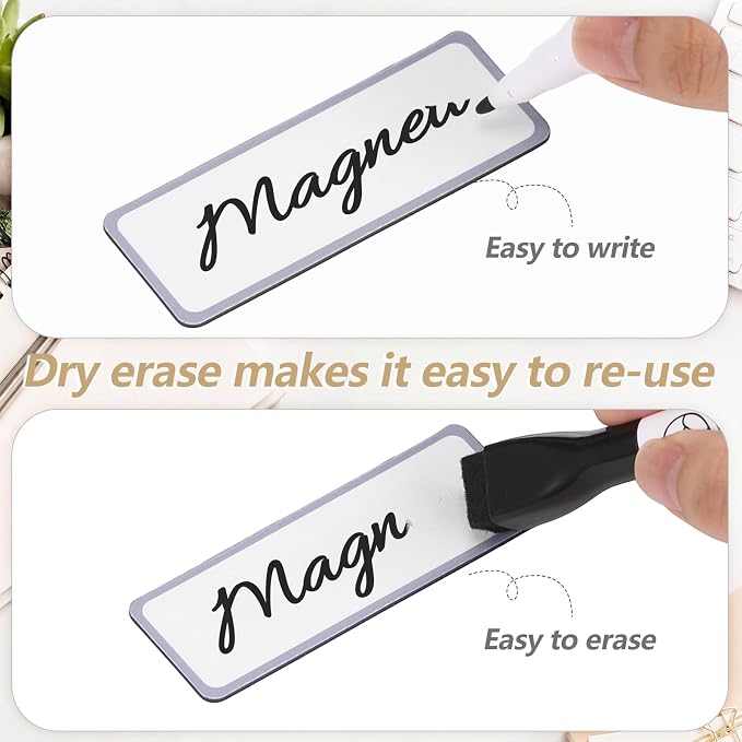 96 Pack Magnetic Dry Erase Labels 3.2 x 1.2, Reusable Blank Writable Name Tags - Image 4