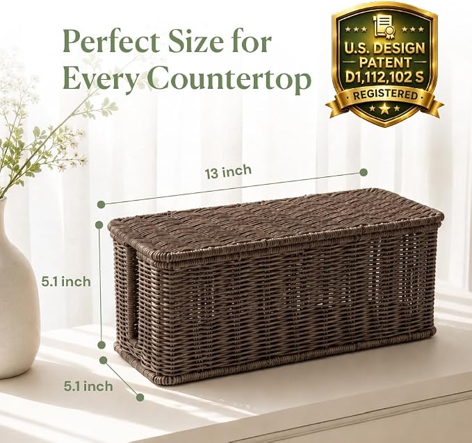 Cable Management Box, Handmade Rattan Cable Organizer - Image 2