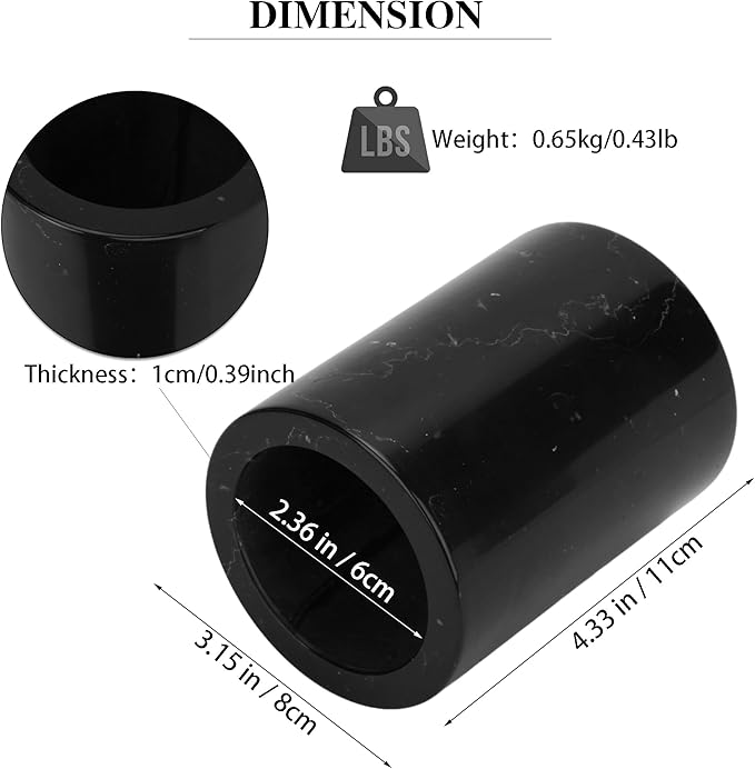 WORHE Natural Marble Pen Holder, Stylish Stone Caddy for Desk, Multi-Purpose Makeup Brush and Office Supply Storage Organizer, Desks Accessory Toothbrush Cup for Home School Black (DL003)-DeskLoop Office