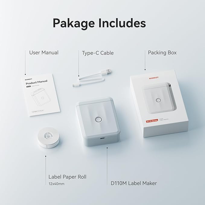 NIIMBOT Label Maker Machine Bluetooth Label Printer for School Home Office Organization,Wireless Mini Labeler D110 Upgraded Version, Label Machine with Label, Light Blue-DeskLoop Office