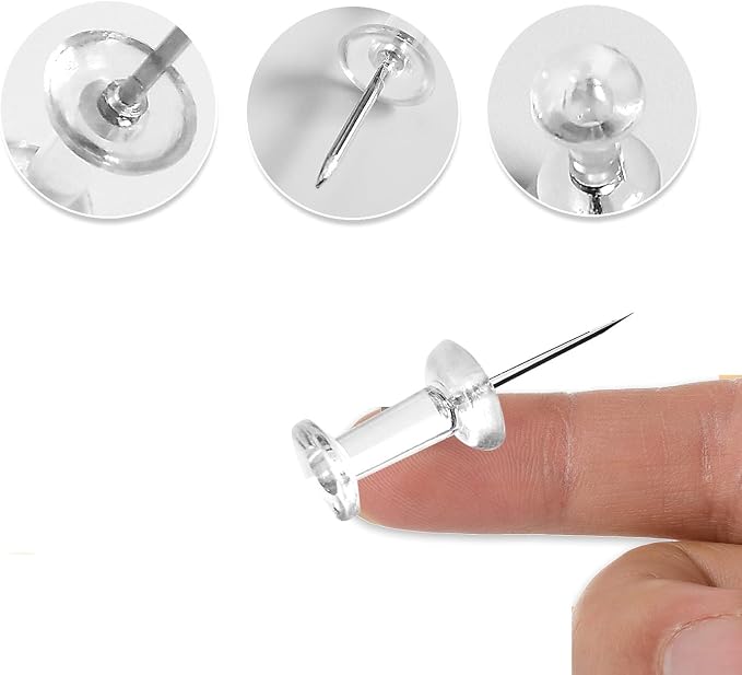 DEEINN Clear Plastic Head Push Pins, Steel Point Tacks - Image 5