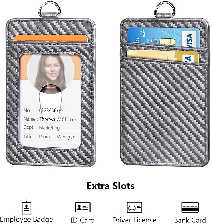 Leather Badge Holder and Adjustable Retractable Lanyards, Quick Release Buckle - Image 3