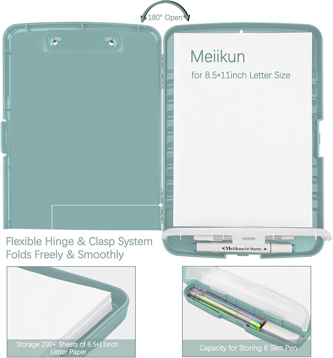 Meiikun Clipboard with Storage, Plastic Clipboards 8.5x11 with Pen Holder - Image 4