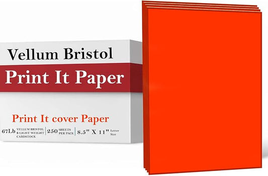 Print It - Vellum Bristol Colored Cardstock Cover Paper, 67 Lb, 8.5" X 11” by Unknown