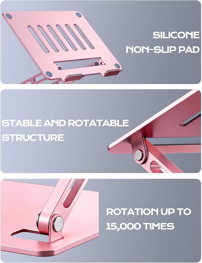 LOXP Adjustable Laptop Stand, Portable Laptop Riser, Aluminum Laptop Stand - Image 7