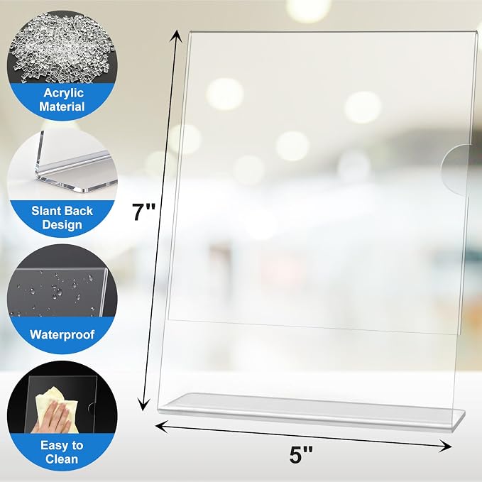 10 Pack Acrylic Sign Holder 5 x 7, L-Shape Clear Plastic Display Stand - Image 3