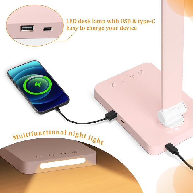 LED Desk Lamp with USB Ports, Touch Desk Lamps - Image 4