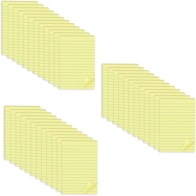 Lined Sticky Notes 4x6 in, Ruled Stickies Super Sticking Power, Office School by Vanpad