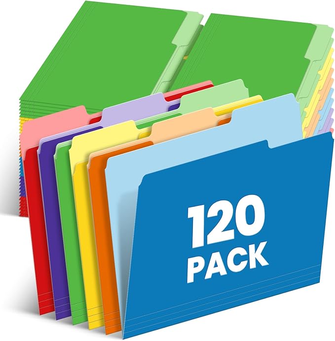120 Pack Two-Tone Color File Folders, Bulk Letter Size Folders by Wearecommittedtotheresearchandproductionofhigh-qualitykidstoysschoolofficesuppliesandholidayproducts
