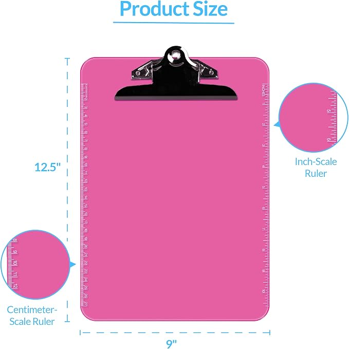 Pack of 6 Plastic Clipboards - Image 4