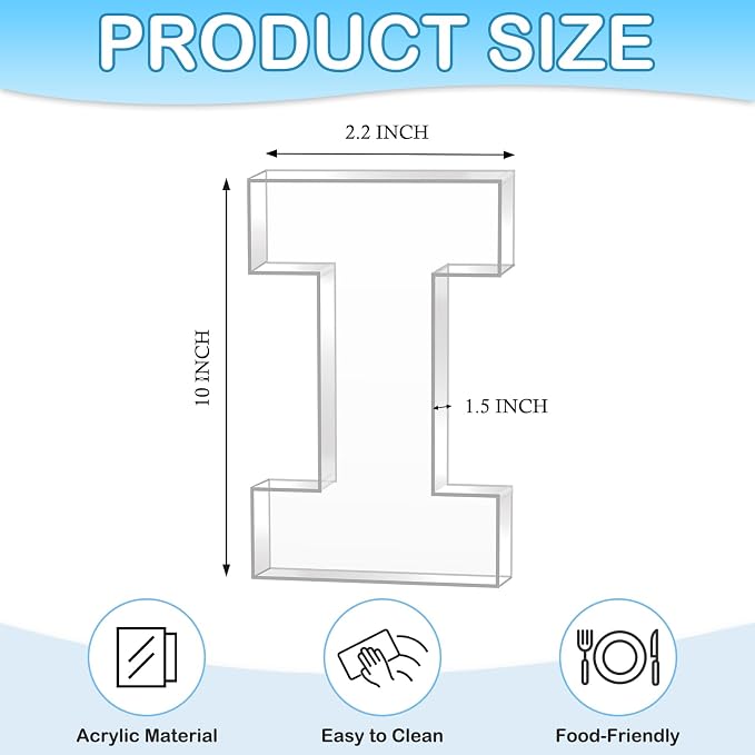 10" I Clear Acrylic Letter Charcuterie Board Box, Reusable Fillable Decorative - Image 2