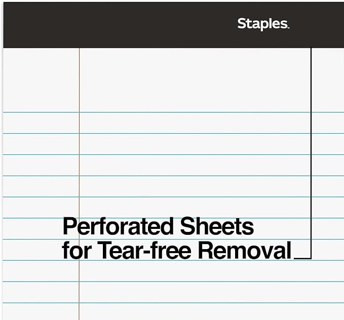 STAPLES Notepads, 8.5” x 11.75”, Wide Ruled, 50 Sheets/Pad - Image 4
