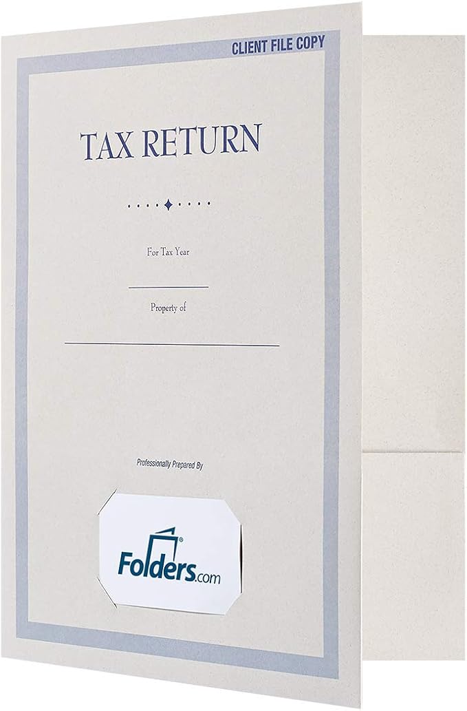 LUXPaper 9" x 12" Tax Return Folders | Two Pocket | Front Card Slit | Natural | by LUXPaper