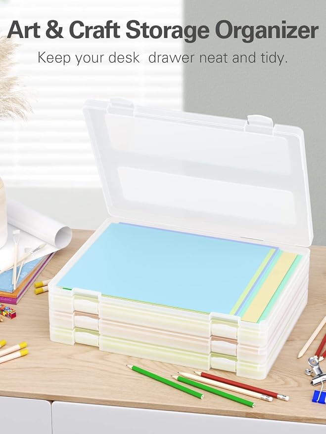 4-Pack A4 Plastic Paper Organizer Box, Scrapbook Storage - Image 4