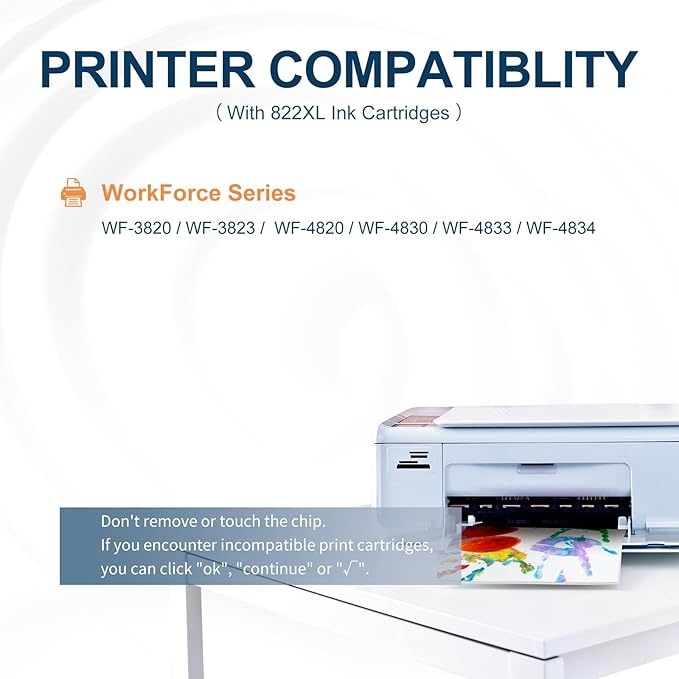 822XL Ink Cartridges Combo Pack Remanufactured Replacement for Epson 822XL Ink Cartridges 822XL Work for Epson WF-3820 WF-4820 WF-4830 WF-4833 WF-3823 WF-4834 Printer (4 Pack)-DeskLoop Office