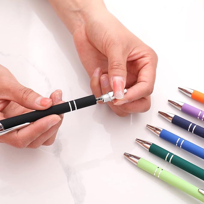 Ballpoint Pen with Stylus Tip, Soft Touch Click Metal Pen, 1.0mm Medium Point, Black Ink, 12 Count(Black)-DeskLoop Office