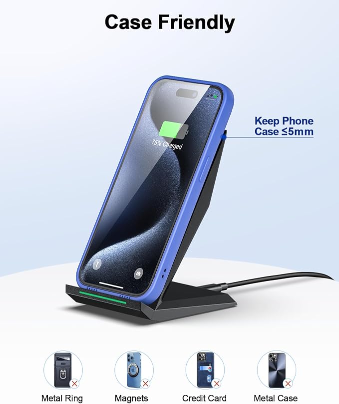 Fast Wireless Charger, NANAMI Wireless Charging Stand Compatible iPhone 17/17 - Image 5