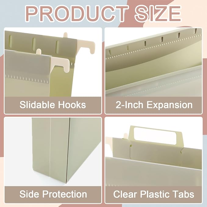 gisgfim 16 Pack Plastic Hanging File Folder Letter Size 2inch Expanding File - Image 3