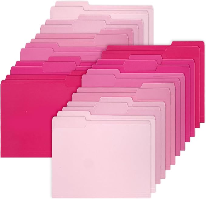 Whaline 24 Pack Hot Pink File Folders Letter Size 6 Colors Gradient Pink File by Whaline