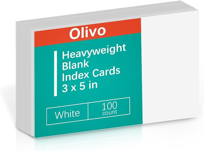 Blank Index Cards 3x5 Unlined Unruled Flash Note Cards 3" x 5", 200 GSM Heavy by Unknown