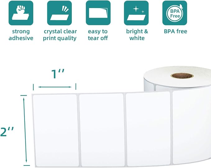 3-Proof 2"x1" Direct Thermal Barcode Labels Rolls - Image 2