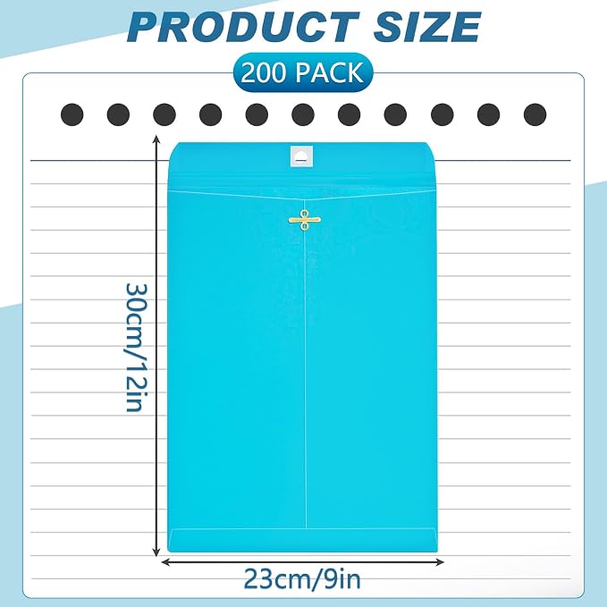 Geyee 200 Pcs Clasp Manilla Envelopes Gummed Colored Envelopes - Image 2