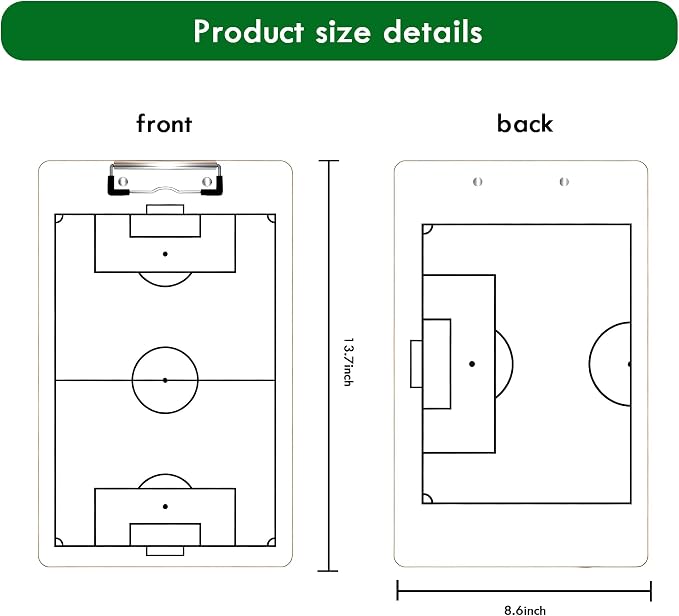 Soccer Coaching Board Dry Erase Soccer Tactics Clipboard Double Sided Coaching - Image 2