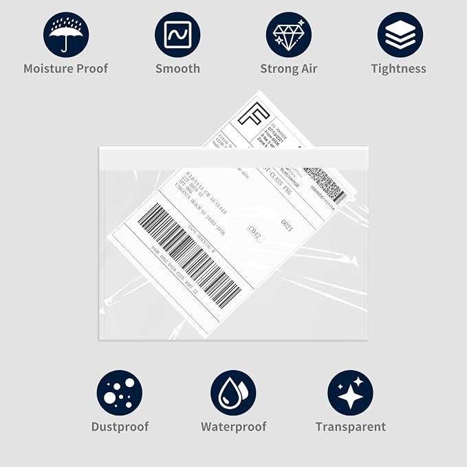 7.5" x 5.5" Shipping Label Sleeves, SJPACK Clear Adhesive Top Loading Packing - Image 4
