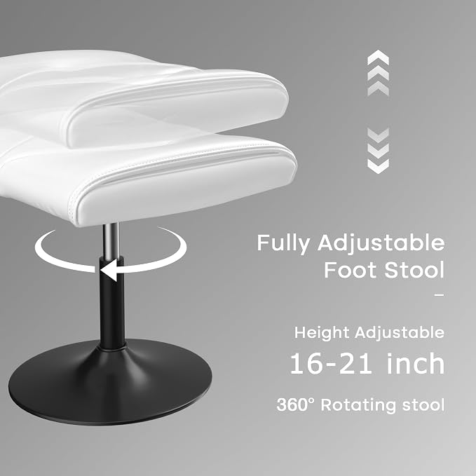 VECELO Foot Rest Under Desk Ottoman, PU Height Adjustable Footrest - Image 3
