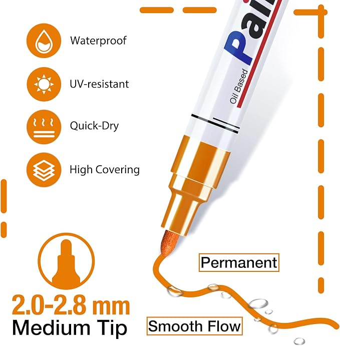 Orange Paint Pen Permanent Paint Markers - Image 2
