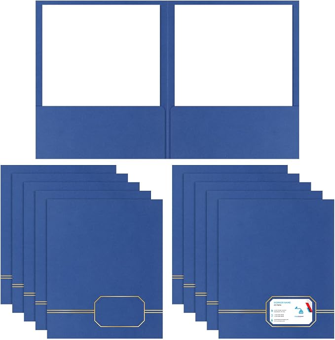 Kisston 20 Pack Executive Twin Pocket Folders Letter Size Blue by Kisston