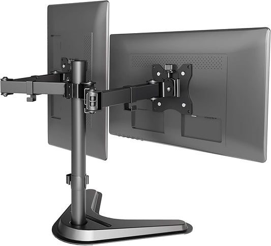 Claiks Dual Monitor Mount, Ergonomic Adjustable Monitor Arm for Max 32 inch Screens, Adjustable Computer Monitor Stand up to 40 lbs, VESA Mounting Holes 75&100mm, Black-DeskLoop Office