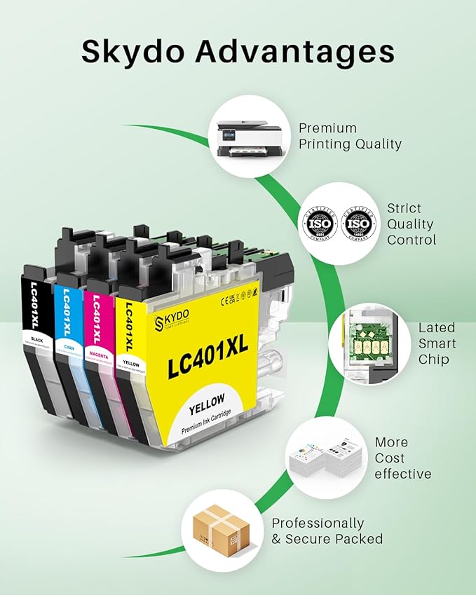 LC401XL Ink Cartridges 4 Pack Replacement for Printer Ink LC 401 XL High Yield Use for MFC-J1010DW MFC-J1012DW MFC-J1170DW MFC-J1800DW, Black Cyan Magenta Yellow-DeskLoop Office