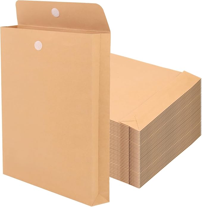 50 Pack Expandable Large Envelopes 9.4" x 13.2", 200 GSM Mailing Envelopes by DEZIBOX
