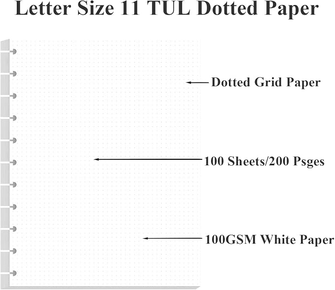 A4 TUL Discbound Dotted Refill Paper, 11-Disc Dot Grid Filler Paper, 100Sheets - Image 3